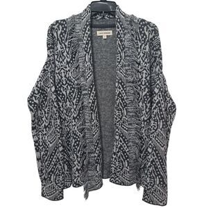 Lucky Brand Shawl Collar Western Boho Open Front Cardigan Small Gray Multi NWT